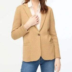 J Crew Camel One Button Schoolboy Cardigan Blazer Sweater M Cotton Preppy